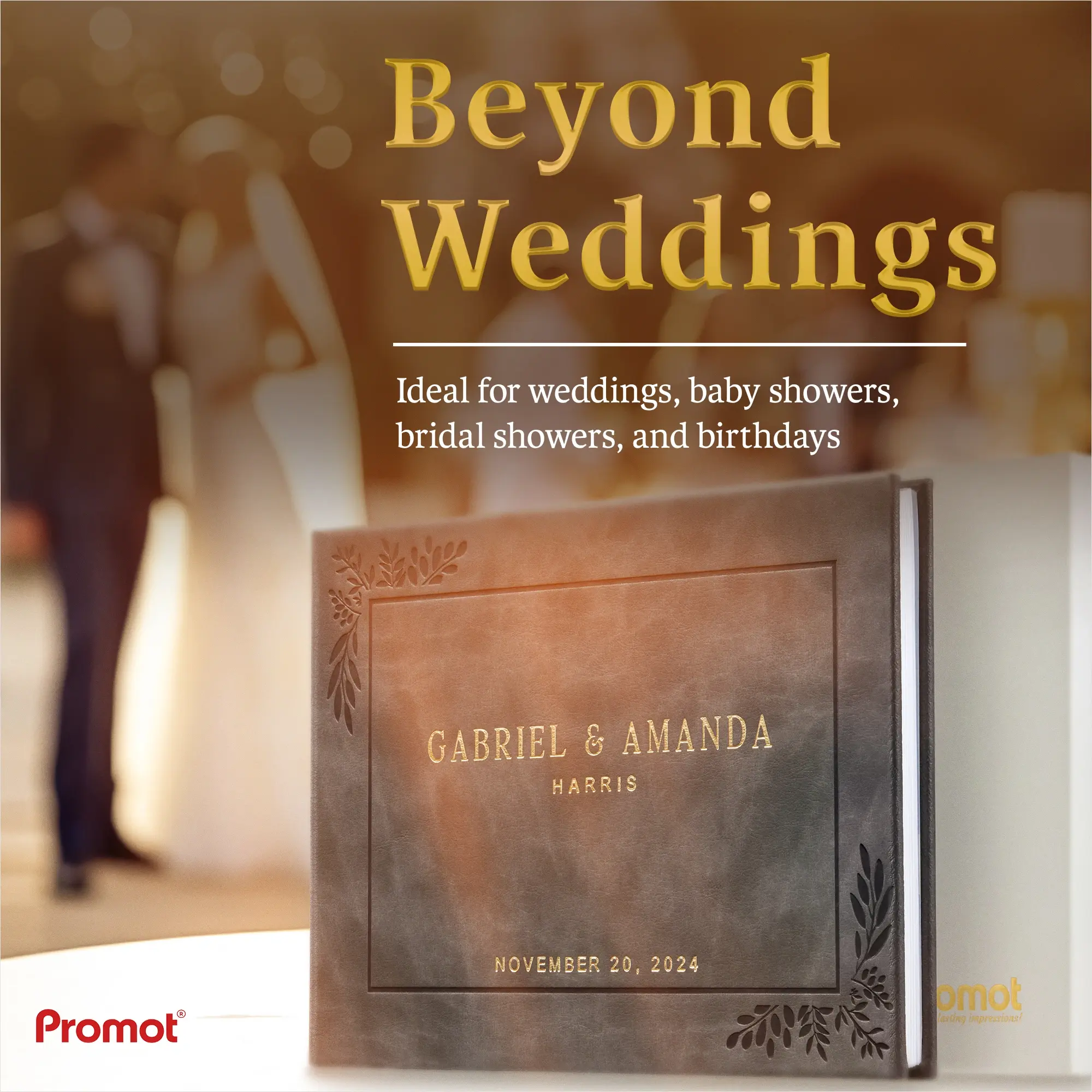 Custom Wedding Guest Book - Charcoal